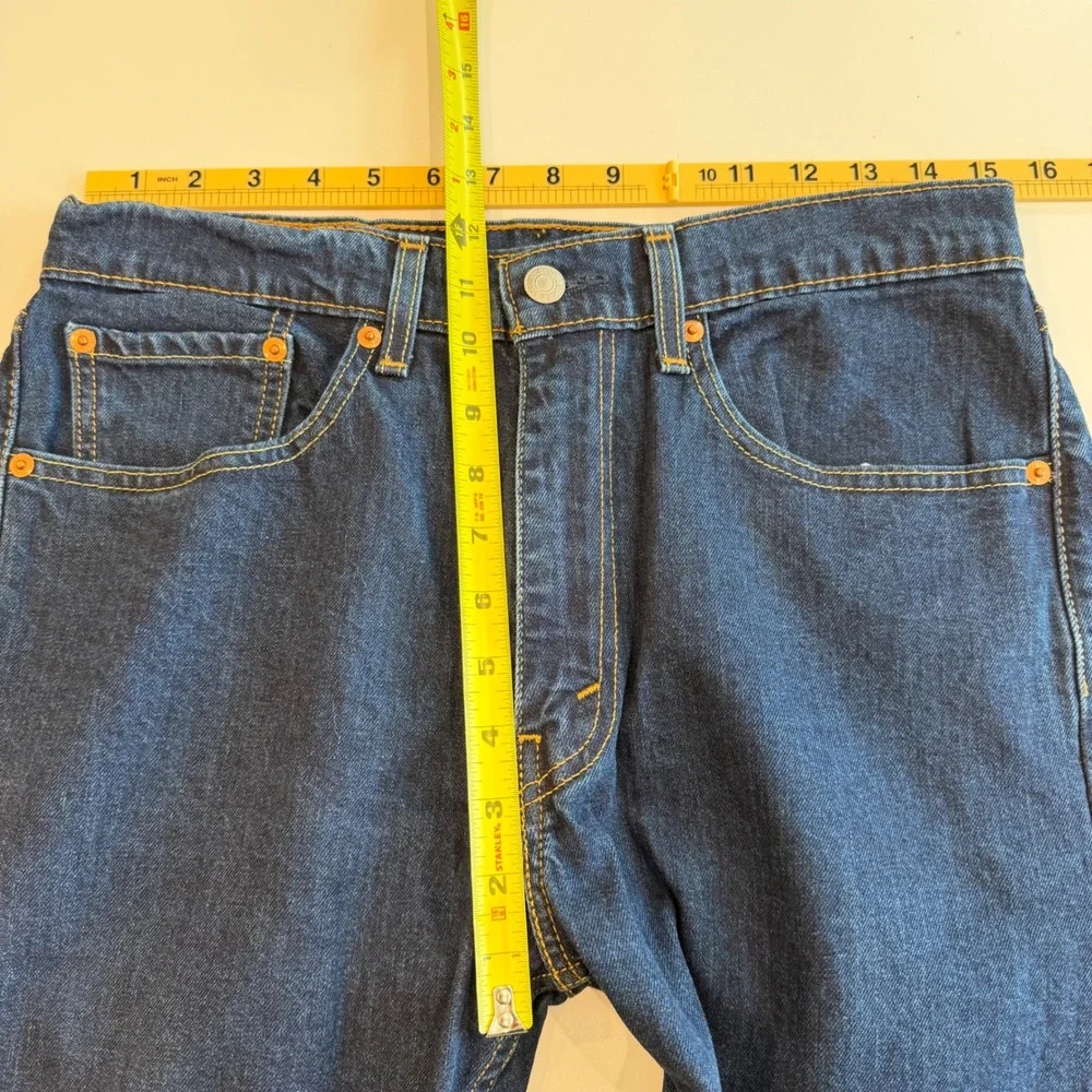 Levis 505 Regular Fit Straight Leg Jeans Dark Indigo Blue Denim W32 L30 Mens